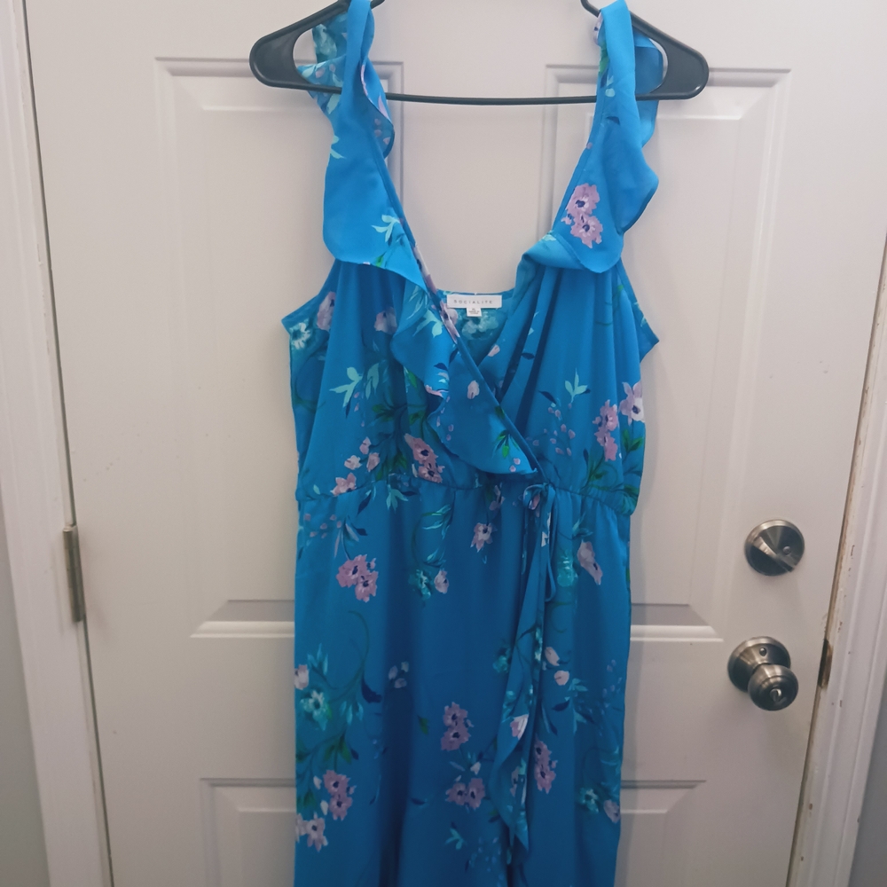 Socialite Vibrant Blue Floral Dress